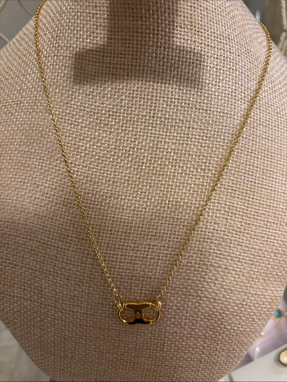 Tory Burch Gold Double-T Logo Pendant Necklace